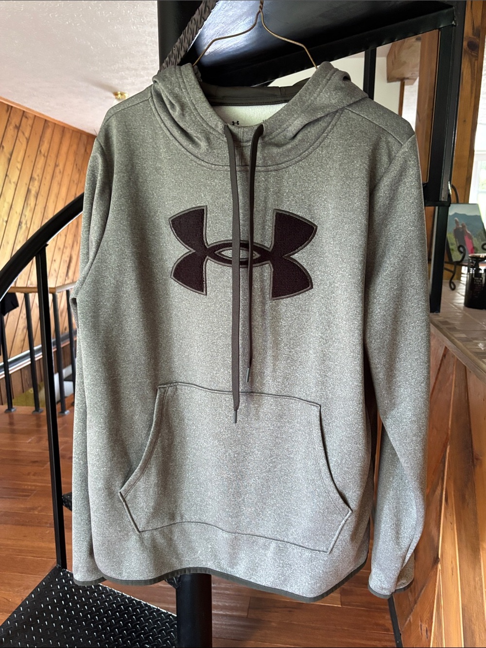 Under Armour Men’s Heather Gray Hoodie with Dark Logo